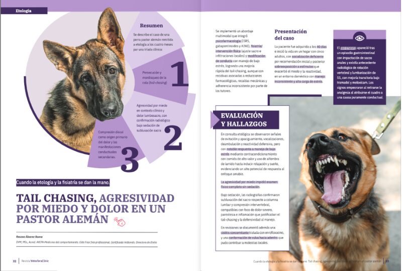 Tail chasing, agresividad por miedo y dolor en un pastor alemán